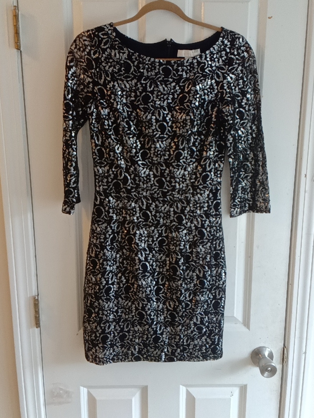 CRINFETHERSTON Sequined Black & Silver Cocktail Dress - Women's SIZE 4